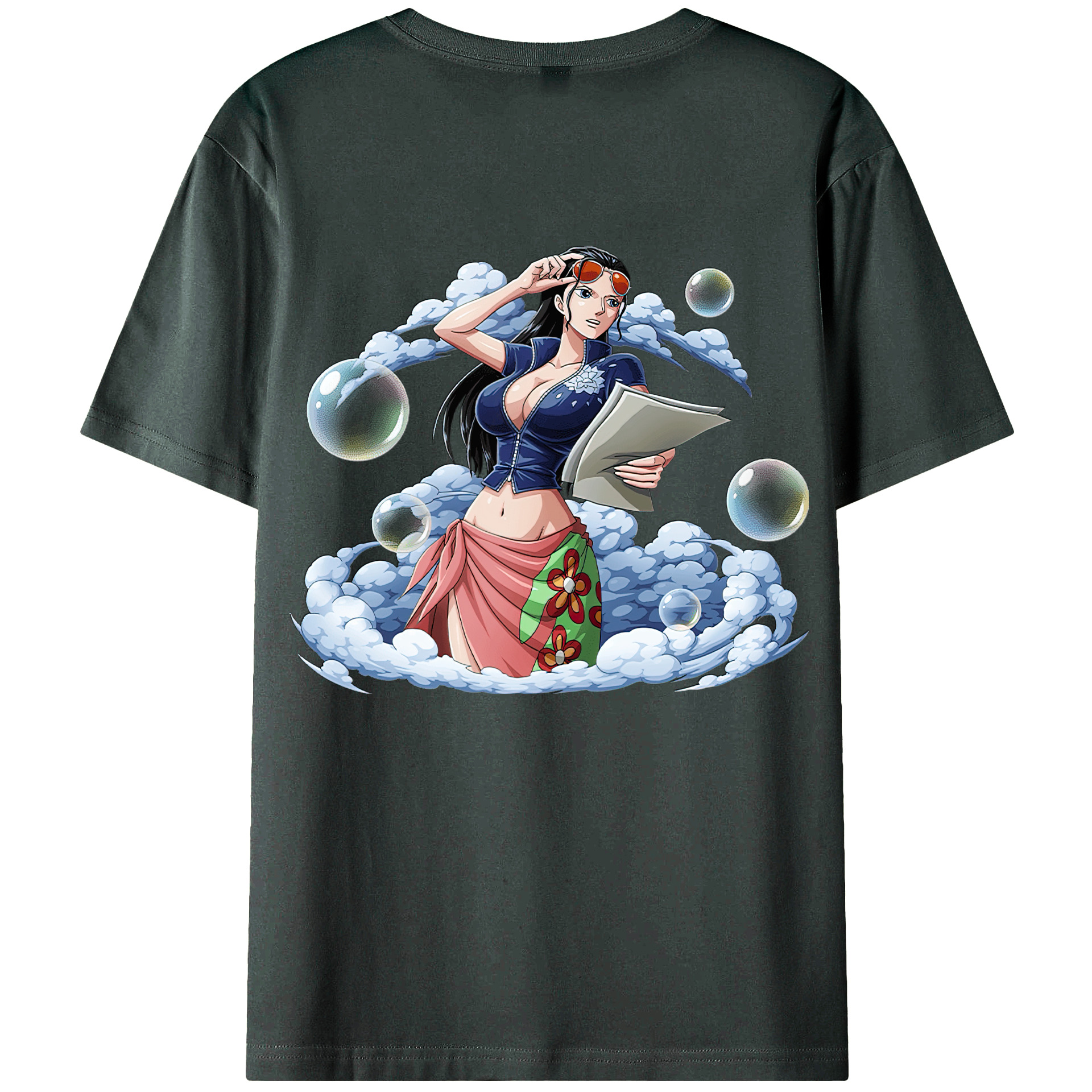 ワンピース ニコ・ロビン ONE PIECE Nico Robin 綿100％ メンズ半袖Tシャツ（バックプリント） 通気性